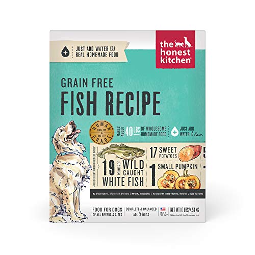 The Honest Kitchen Human Grade Dehydrated Grain Free Dog Food – Complete Meal or Dog Food Topper – Fish 10 lb (makes 40 lbs) The Honest Kitchen Human Grade Dehydrated Grain Free Dog Food – Complete Meal or Dog Food Topper – Fish 10 lb (makes 40 lbs)