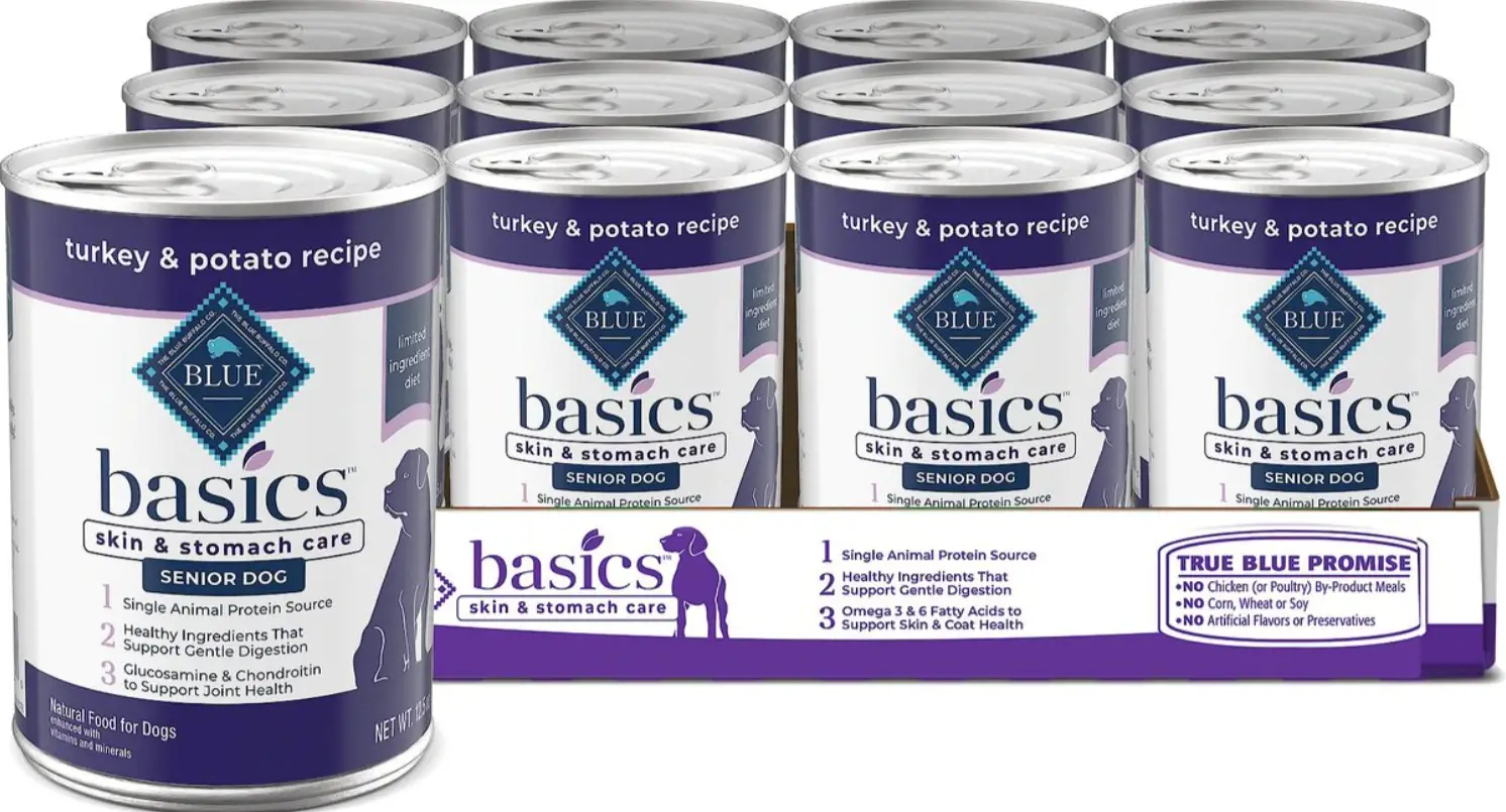 Blue Buffalo Basics Skin & Stomach Care Grain-Free Turkey & Potato Senior Canned Dog Food